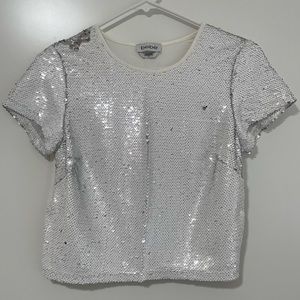 Bebe white sequin shirt